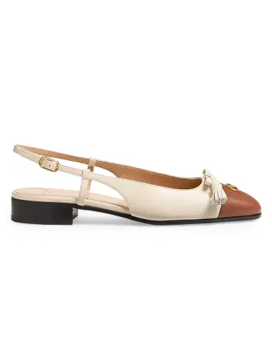 Valentino Garavani Women's Valet Du Roi Kid Slingback Ballerinas 25MM - Butter Tobacco | Thumbnail 1