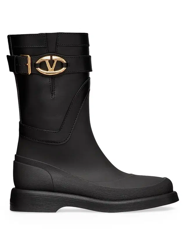 Valentino Garavani Women's VLogo The Bold Edition Boots in Rubber and Calfskin - Black