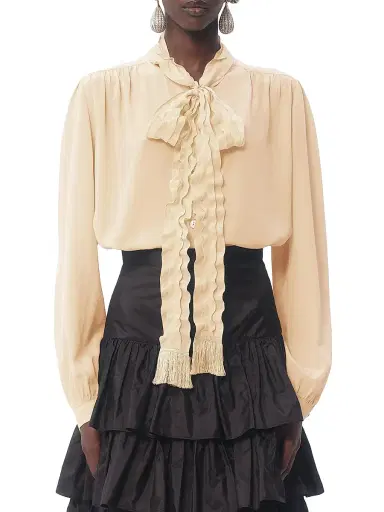 Valentino Garavani Women's Crepe De Chine Shirt - Ivory - Size 2 | Thumbnail 3 Valentino Garavani Women's Crepe De Chine Shirt - Ivory - Size 2 | Thumbnail 3