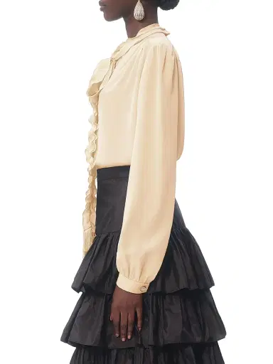 Valentino Garavani Women's Crepe De Chine Shirt - Ivory - Size 2 | Thumbnail 4 Valentino Garavani Women's Crepe De Chine Shirt - Ivory - Size 2 | Thumbnail 4