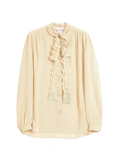Valentino Garavani Women's Crepe De Chine Shirt - Ivory - Size 2 | Thumbnail 1 Valentino Garavani Women's Crepe De Chine Shirt - Ivory - Size 2 | Thumbnail 1