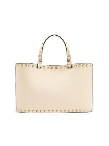Valentino Garavani Women's Rockstud Small Shopping Bag in Grainy Calfskin - Light Ivory | Thumbnail 5
