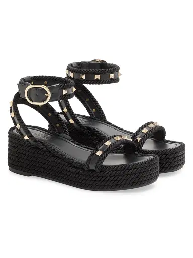 Valentino Garavani Women's Rockstud 45MM Flatform Sandals in Calfskin - Black - Size 5 | Thumbnail 2 Valentino Garavani Women's Rockstud 45MM Flatform Sandals in Calfskin - Black - Size 5 | Thumbnail 2
