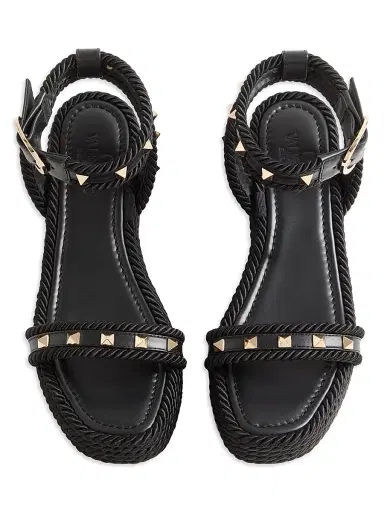 Valentino Garavani Women's Rockstud 45MM Flatform Sandals in Calfskin - Black - Size 5 | Thumbnail 4 Valentino Garavani Women's Rockstud 45MM Flatform Sandals in Calfskin - Black - Size 5 | Thumbnail 4