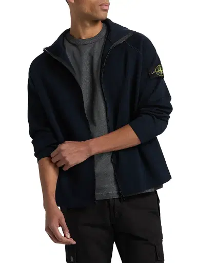 Stone Island Men's Cotton Full-Zip Hoodie | Thumbnail 3
