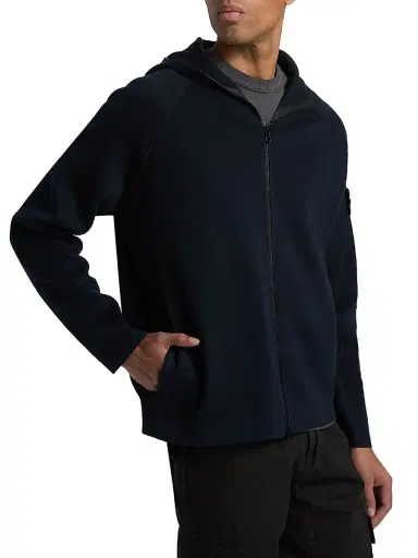 Stone Island Men's Cotton Full-Zip Hoodie | Thumbnail 4