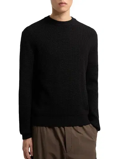 Moncler Men's Crew Neck Sweater in Wool - Black - Size XXL | Thumbnail 2
