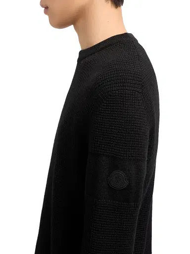 Moncler Men's Crew Neck Sweater in Wool - Black - Size XXL | Thumbnail 4