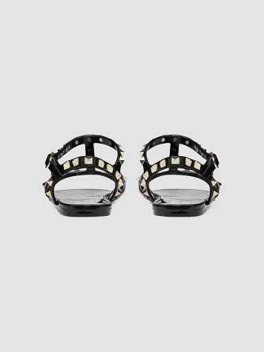 Valentino Garavani Women's Rockstud Flat Rubber Sandals - Black - Size 11 | Thumbnail 3