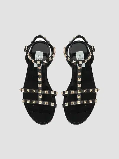 Valentino Garavani Women's Rockstud Flat Rubber Sandals - Black - Size 11 | Thumbnail 4