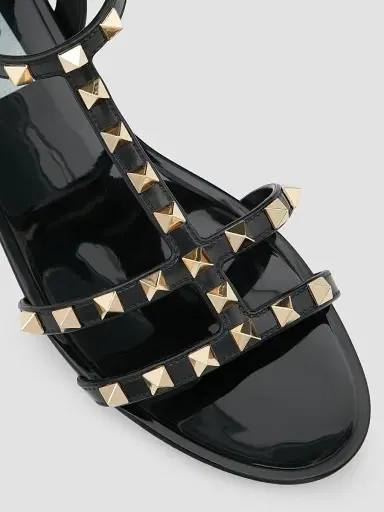 Valentino Garavani Women's Rockstud Flat Rubber Sandals - Black - Size 11 | Thumbnail 5