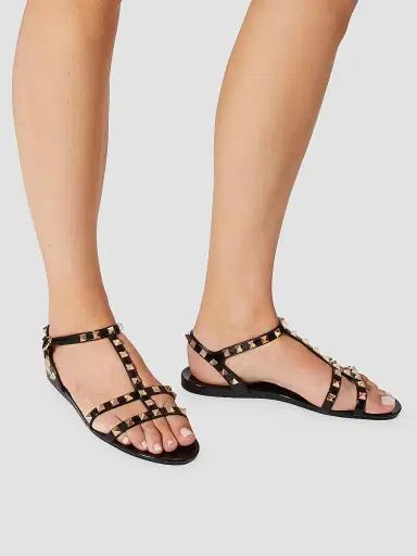 Valentino Garavani Women's Rockstud Flat Rubber Sandals - Black - Size 11 | Thumbnail 6
