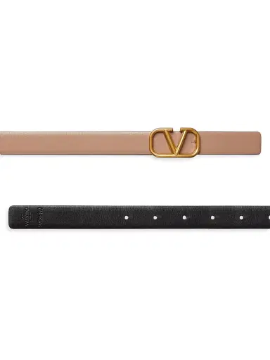 Valentino Garavani Women's Reversible Vlogo Signature Belt in Glossy Calfskin 20MM - Smokey Beige Black | Thumbnail 3 Valentino Garavani Women's Reversible Vlogo Signature Belt in Glossy Calfskin 20MM - Smokey Beige Black | Thumbnail 3