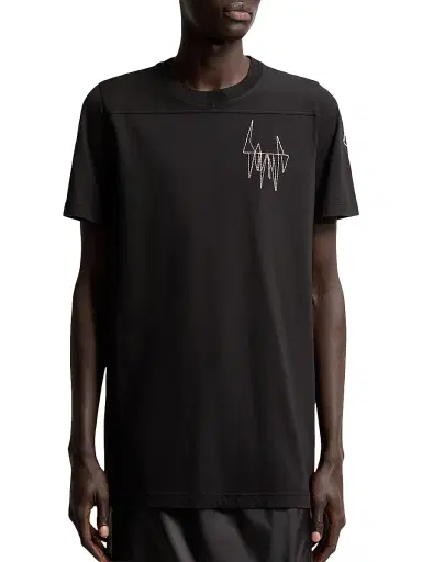 Moncler Women's + Rick Owens Girder Crew Neck T-Shirt in Cotton - Black | Thumbnail 2