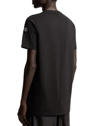 Moncler Women's + Rick Owens Girder Crew Neck T-Shirt in Cotton - Black | Thumbnail 3