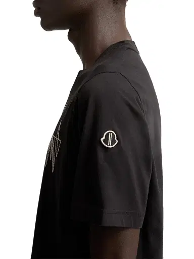 Moncler Women's + Rick Owens Girder Crew Neck T-Shirt in Cotton - Black | Thumbnail 4