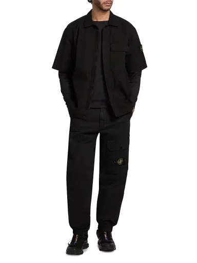 Stone Island Men's Stretch-Cotton Shirt - Black | Thumbnail 2