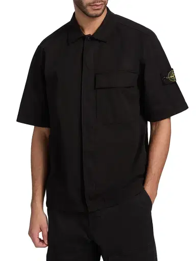 Stone Island Men's Stretch-Cotton Shirt - Black | Thumbnail 3