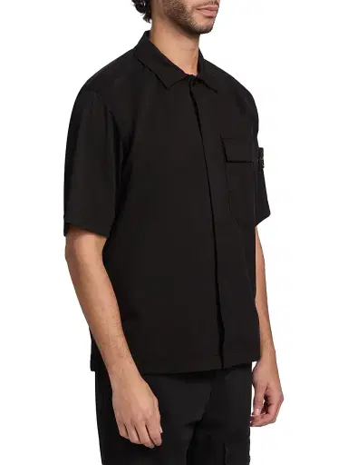 Stone Island Men's Stretch-Cotton Shirt - Black | Thumbnail 4