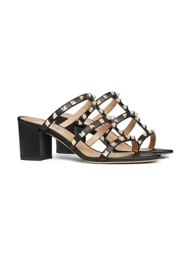 Valentino Garavani Women's Rockstud Calfskin Leather Slide Sandals 60MM - Black - Size 4.5 | Thumbnail 2 Valentino Garavani Women's Rockstud Calfskin Leather Slide Sandals 60MM - Black - Size 4.5 | Thumbnail 2