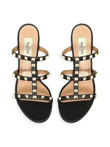 Valentino Garavani Women's Rockstud Calfskin Leather Slide Sandals 60MM - Black - Size 4.5 | Thumbnail 4 Valentino Garavani Women's Rockstud Calfskin Leather Slide Sandals 60MM - Black - Size 4.5 | Thumbnail 4