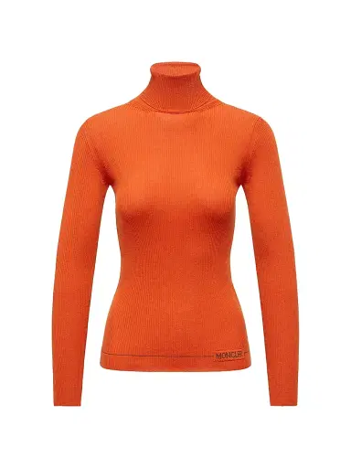Moncler Women's Turtleneck Sweater in Wool - Orange | Thumbnail 1 Moncler Women's Turtleneck Sweater in Wool - Orange | Thumbnail 1