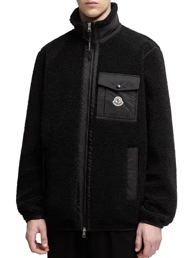 Moncler Men's Zip-Up Sweatshirt in Teddy - Black | Thumbnail 2