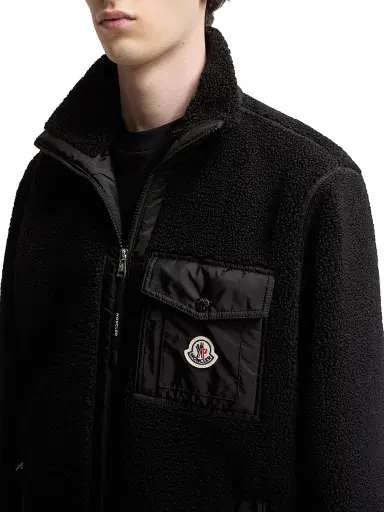 Moncler Men's Zip-Up Sweatshirt in Teddy - Black | Thumbnail 4