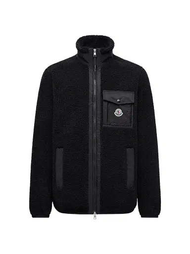 Moncler Men's Zip-Up Sweatshirt in Teddy - Black | Thumbnail 1