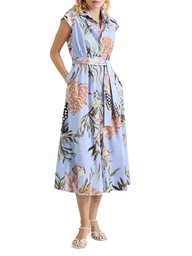 Marella Women's Stretch Cotton Shirt Dress - Light Blue | Thumbnail 2
