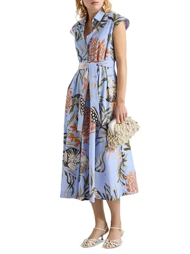 Marella Women's Stretch Cotton Shirt Dress - Light Blue | Thumbnail 3