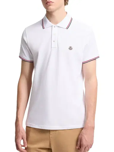 Moncler Men's Polo Shirt in Cotton Piquet - Optical White - Size XXL | Thumbnail 2 Moncler Men's Polo Shirt in Cotton Piquet - Optical White - Size XXL | Thumbnail 2