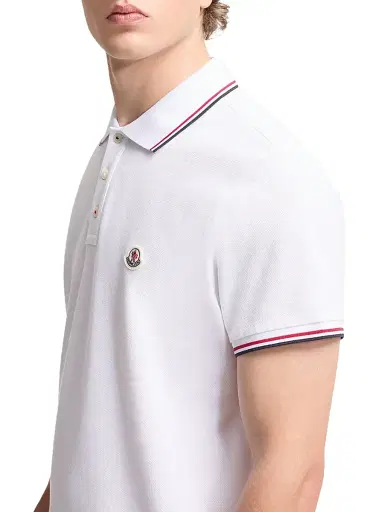 Moncler Men's Polo Shirt in Cotton Piquet - Optical White - Size XXL | Thumbnail 4 Moncler Men's Polo Shirt in Cotton Piquet - Optical White - Size XXL | Thumbnail 4
