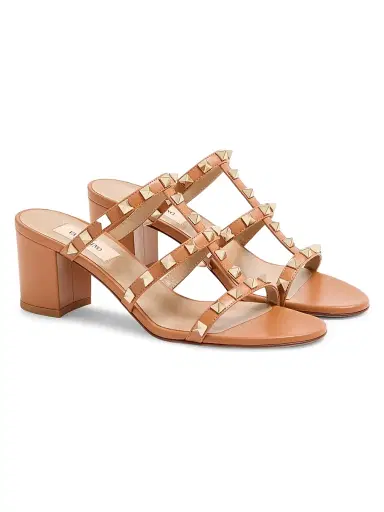 Valentino Garavani Women's Rockstud Calfskin Leather Slide Sandals 60MM - Almond - Size 4.5 | Thumbnail 3 Valentino Garavani Women's Rockstud Calfskin Leather Slide Sandals 60MM - Almond - Size 4.5 | Thumbnail 3