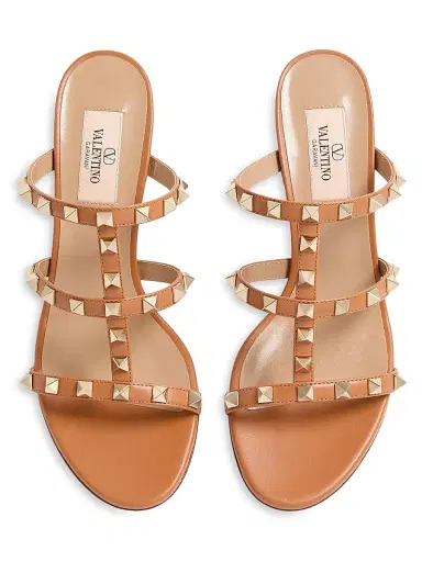 Valentino Garavani Women's Rockstud Calfskin Leather Slide Sandals 60MM - Almond - Size 4.5 | Thumbnail 4 Valentino Garavani Women's Rockstud Calfskin Leather Slide Sandals 60MM - Almond - Size 4.5 | Thumbnail 4