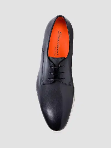 Santoni Men's Leather Lace-Up Oxfords - Grey - Size 14 | Thumbnail 5