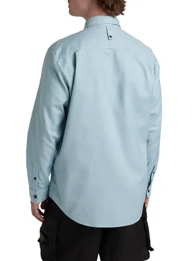 Stone Island Men's Logo-Embroidered Cotton Button-Down Shirt - Dust Blue | Thumbnail 5 Stone Island Men's Logo-Embroidered Cotton Button-Down Shirt - Dust Blue | Thumbnail 5