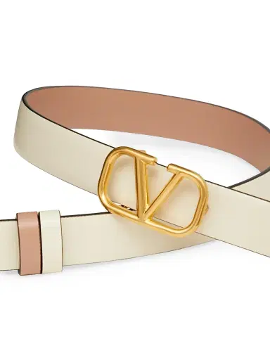 Valentino Garavani Women's Reversible Vlogo Signature Belt In Glossy Calfskin 20 MM -  Beige | Thumbnail 3