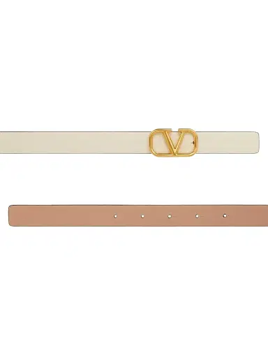 Valentino Garavani Women's Reversible Vlogo Signature Belt In Glossy Calfskin 20 MM -  Beige | Thumbnail 4