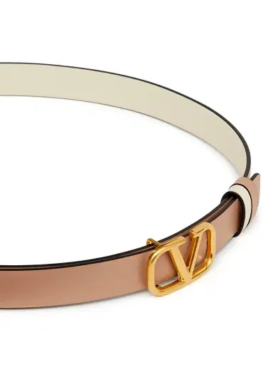 Valentino Garavani Women's Reversible Vlogo Signature Belt In Glossy Calfskin 20 MM -  Beige | Thumbnail 5