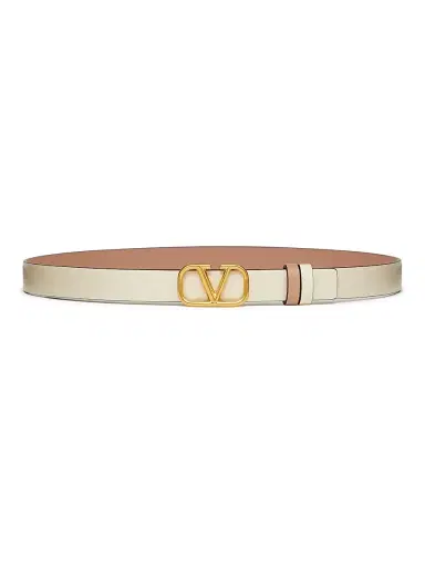 Valentino Garavani Women's Reversible Vlogo Signature Belt In Glossy Calfskin 20 MM -  Beige | Thumbnail 1