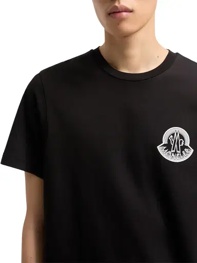 Moncler Men's Crew Neck T-Shirt in Cotton Jersey - Black - Size XXXXL | Thumbnail 4