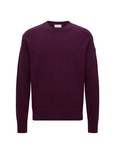 Moncler Men's Crew Neck Sweater in Wool and Cashmere - Purple - Size Large | Thumbnail 1