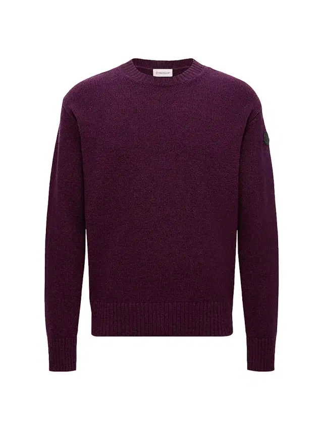 Moncler Men's Crew Neck Sweater in Wool and Cashmere - Purple