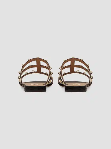 Valentino Garavani Women's Rockstud Flat Slide Sandals - Black - Size 4.5 | Thumbnail 3