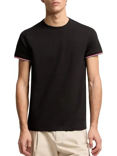 Moncler Men's Crewneck T-Shirt in Cotton - Black - Size XXXXL | Thumbnail 2