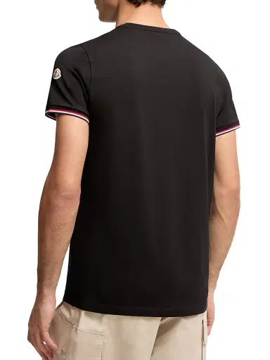 Moncler Men's Crewneck T-Shirt in Cotton - Black - Size XXXXL | Thumbnail 3