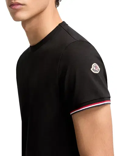 Moncler Men's Crewneck T-Shirt in Cotton - Black - Size XXXXL | Thumbnail 4