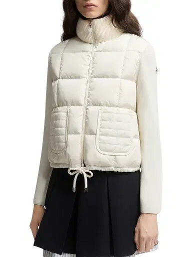Moncler Women's Down-Filled Cardigan in Wool - White | Thumbnail 2