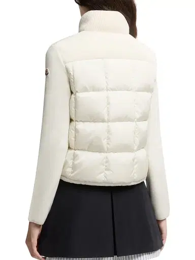 Moncler Women's Down-Filled Cardigan in Wool - White | Thumbnail 3